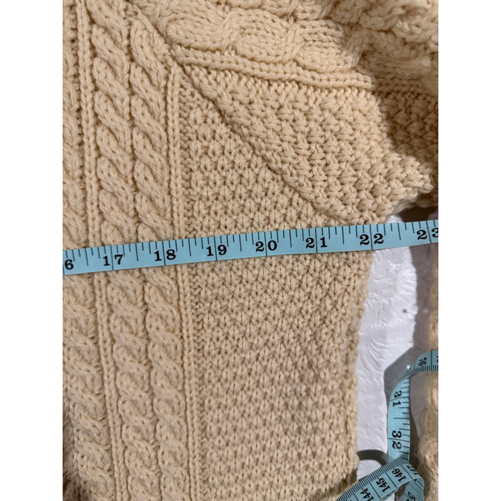Vintage Chunky Cable Carraig Donn 100% Wool Cardigan Knit Ireland Cream size 46 - Picture 4 of 6